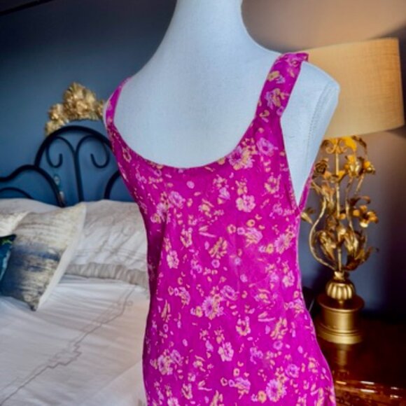 Fuchsia Floral Recycled Sari Sheer Dress - Picture 8 of 14